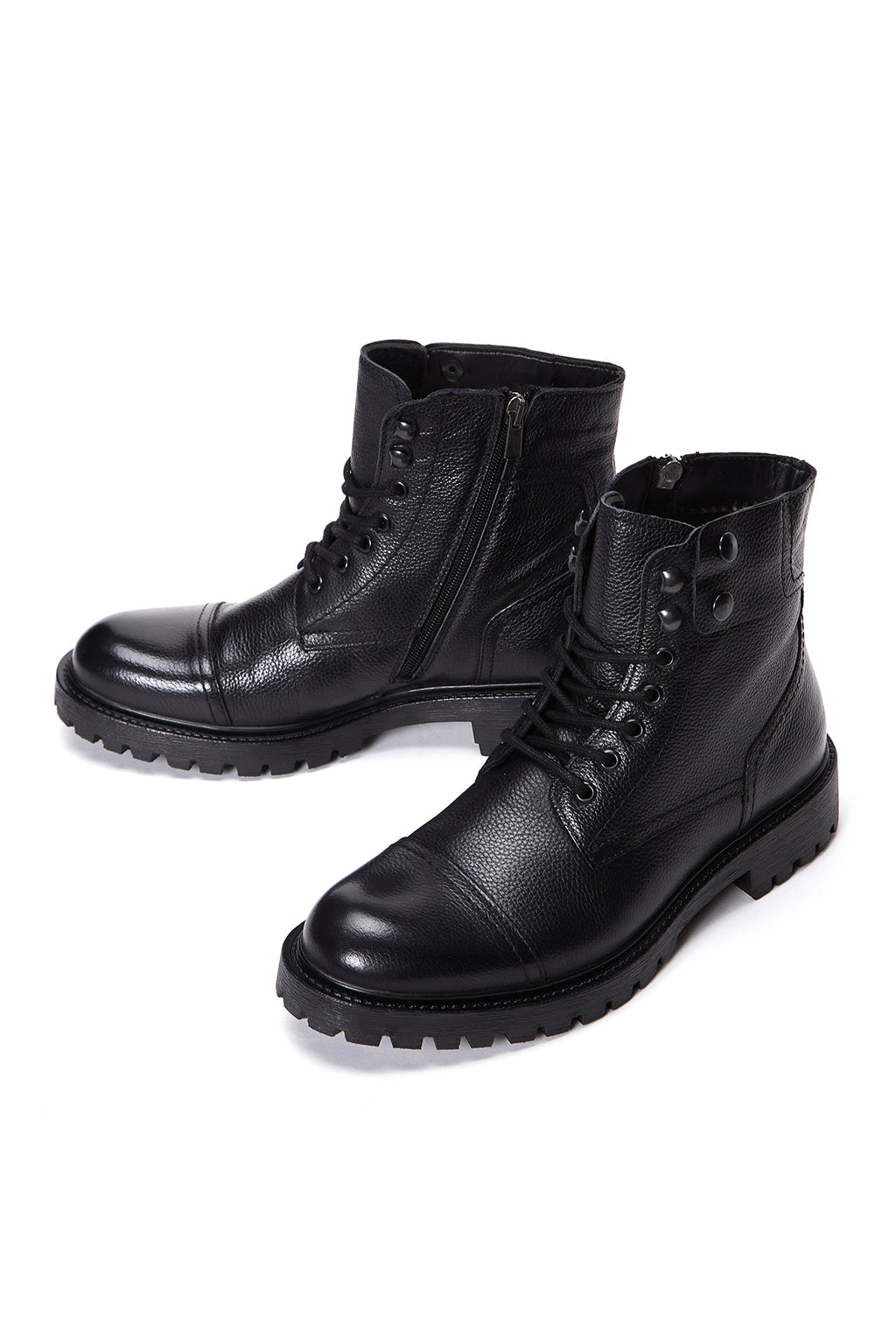 Erkek Siyah Fermuarlı Deri Casual Bot