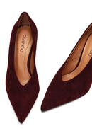 Women Burgundy Thin Heeled Suede Leather Stiletto | Derimod