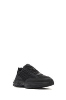 Men's Black Lace-Up Thick-Sole Fabric Sneakers | Derimod