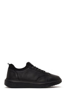 Erkek Siyah Bağcıklı Kalın Tabanlı Deri Sneaker | Derimod