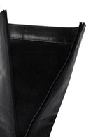 Woman Black Zip Closure Chunky Heeled Leather Boots | Derimod