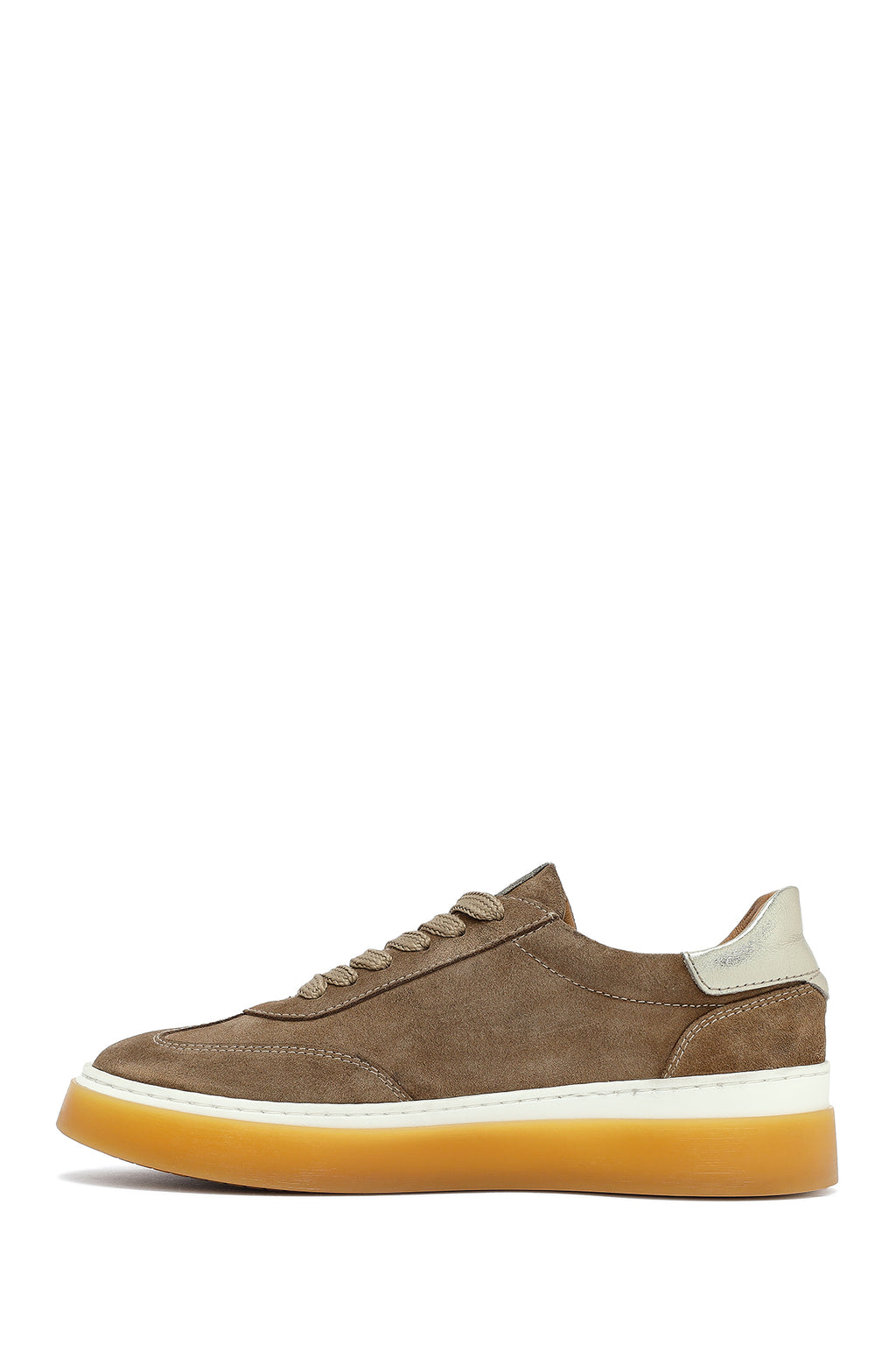 Kadın Bej Bağcıklı Süet Deri Sneaker