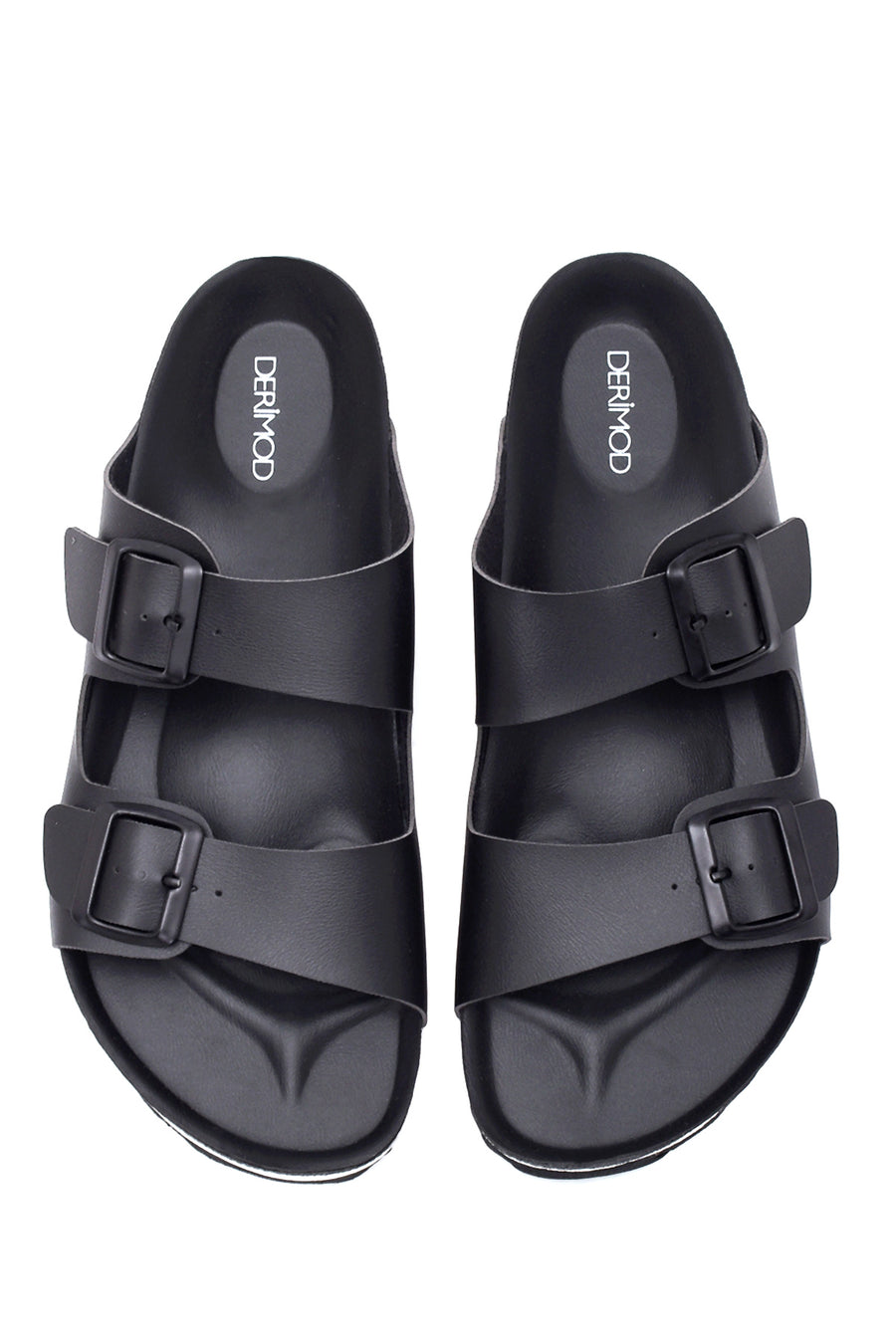 Men's Leather Double Buckle Slippers
