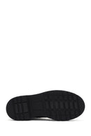 Woman Black Leather Zippered Combat Boots | Derimod