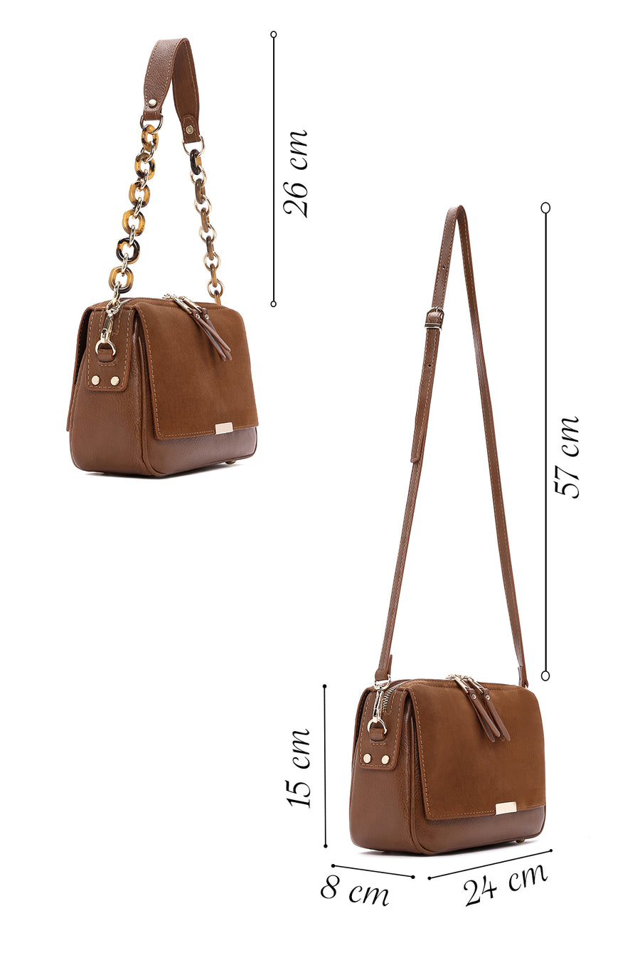 Women's Tan Long Strap Crossbody Bag