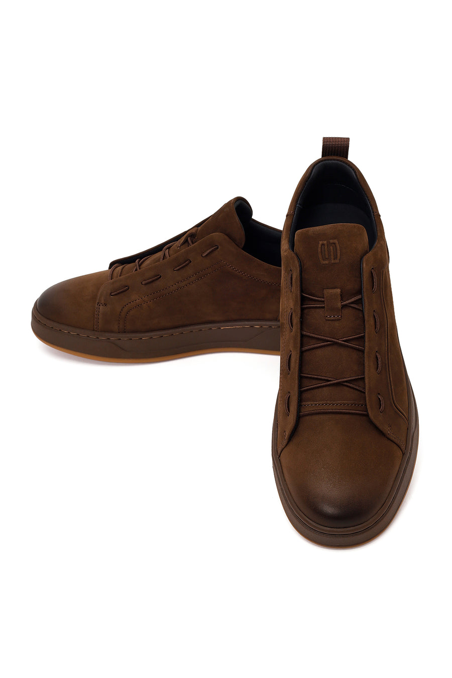 Erkek Kahverengi Bağcıklı Nubuk Deri Sneaker