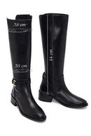 Women's Black Zippered Leather Boots | Derimod
