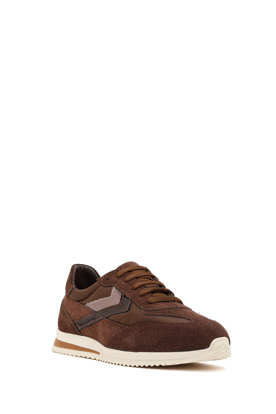 Women's Brown Lace-up Suede Leather Sneaker