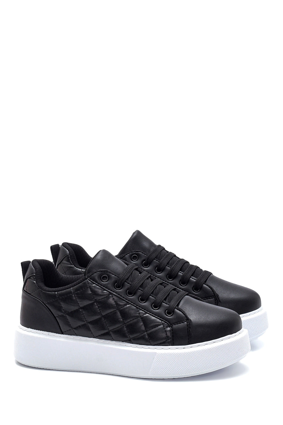 Kadın Siyah Kapitone Kalın Tabanlı Kapitone Sneaker