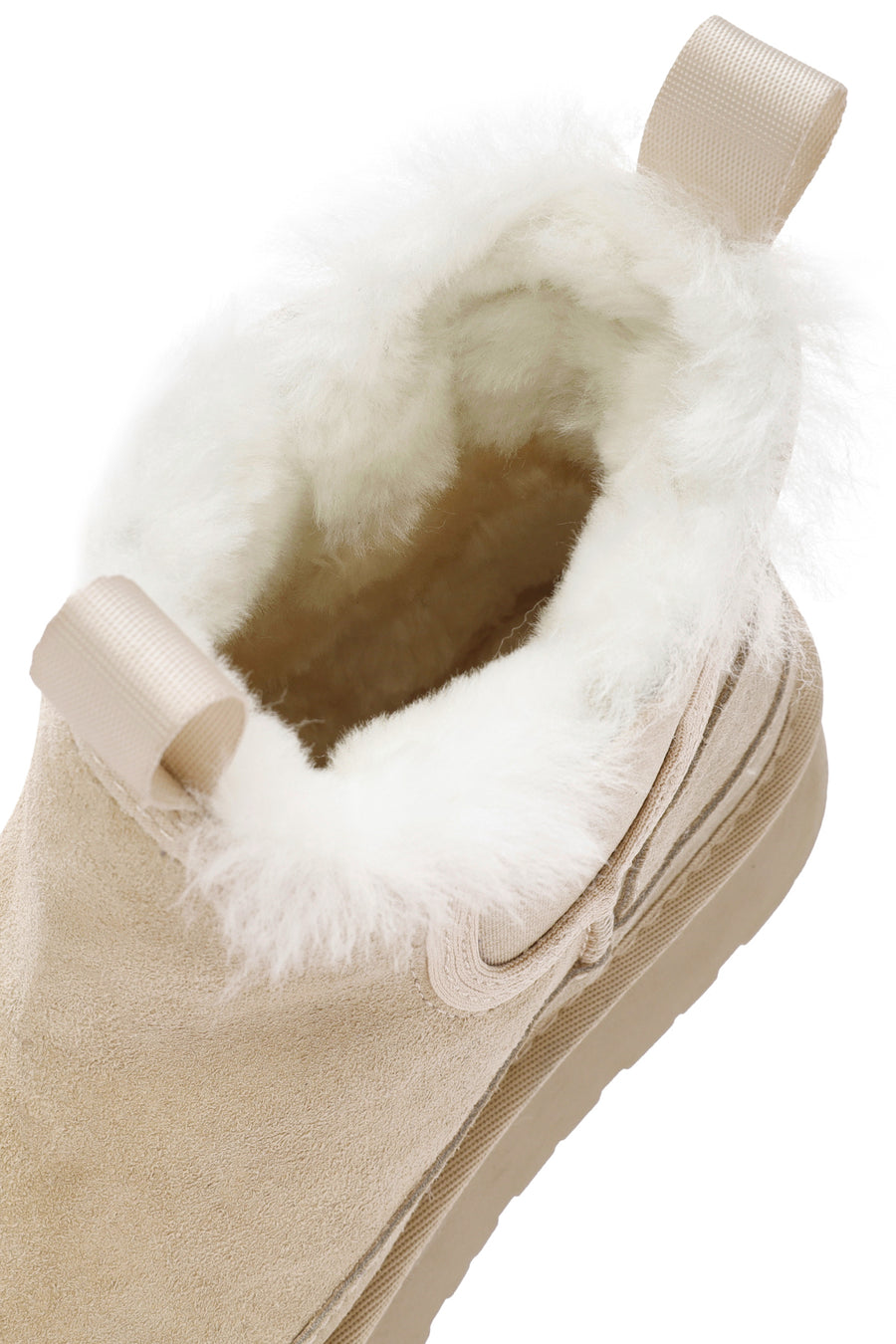 Woman Beige Thick-Soled Teddy Suede Leather Boat