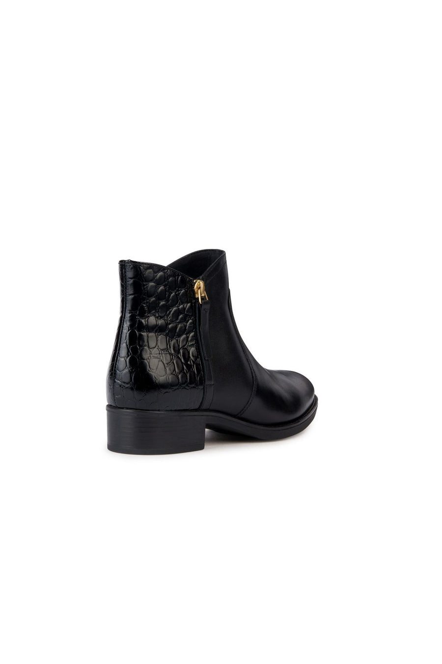 Geox Women's Black Felicity Zippered Heeled Leather Boots