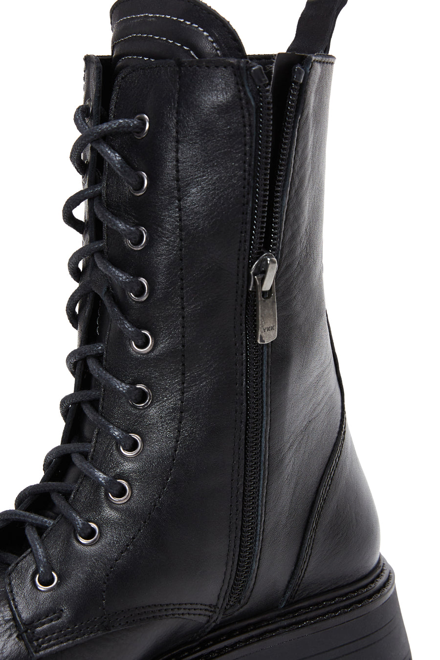 Woman Black Zippered Leather Postal Boots