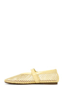 Woman Yellow Mesh Ballerine Shoes | Derimod