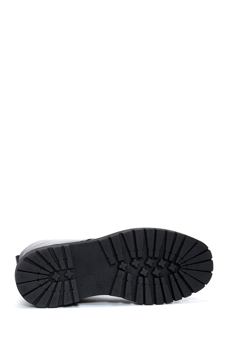 Women's Black Leather Zippered Boots Flat Boots