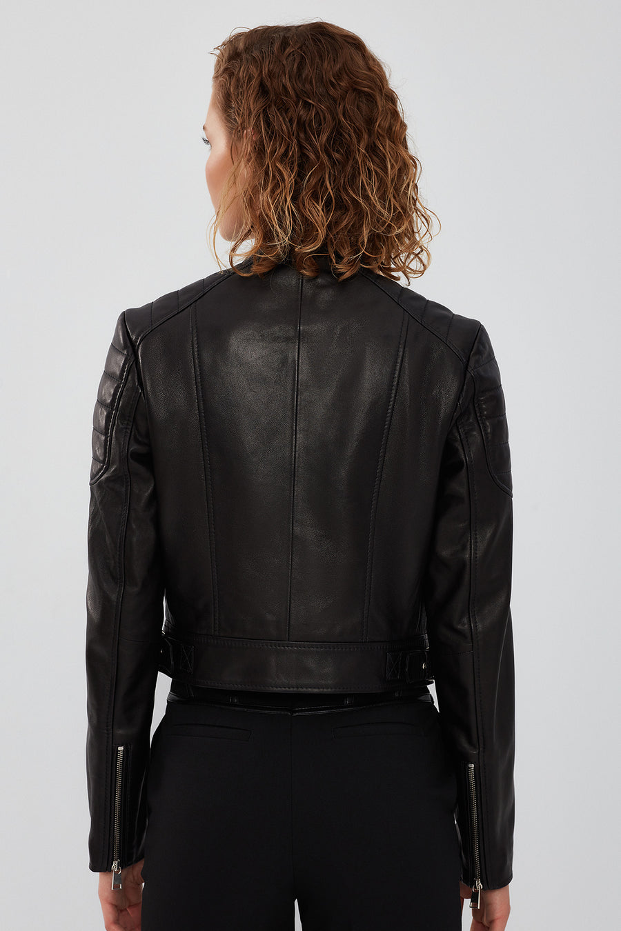 Darling Women's Black Sport Short Leather Coat