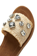 Women's Beige Stone Knitted Slippers | Derimod