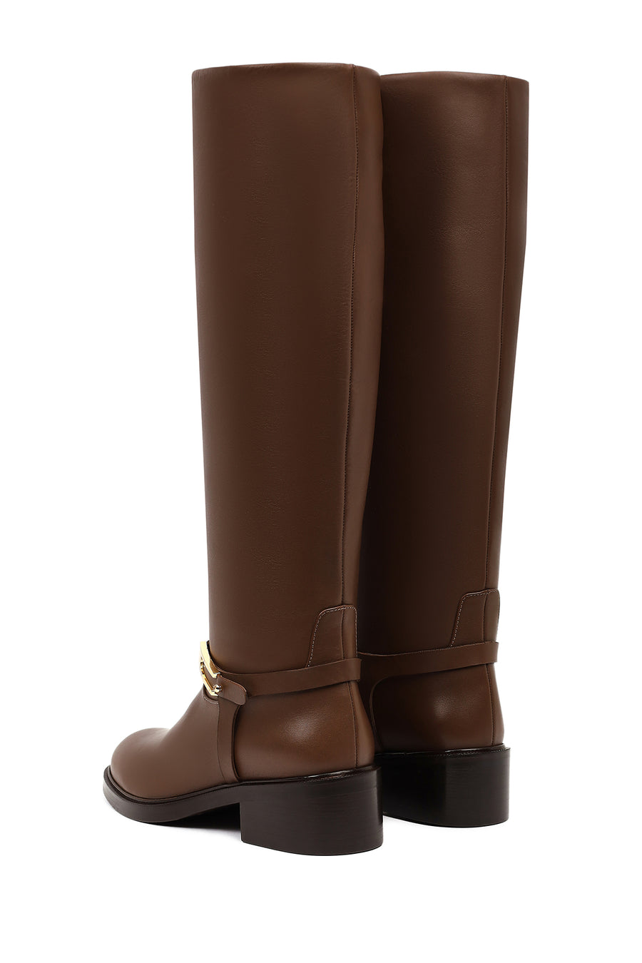 Women's Brown Buckled Leather Boot