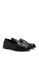 Women's Black Leather Masculine Loafer | Derimod