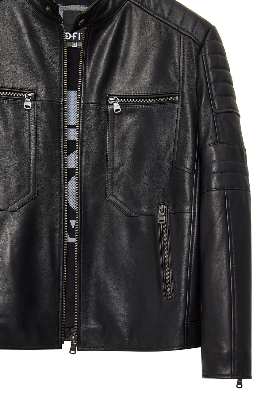 Morant Men's Black Mandarin Collar Leather Jacket