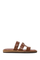 Woman Brown Strapped Leather Slipper | Derimod