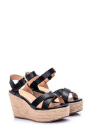 Women's Straw Sole Wedge Heeled Sandals | Derimod