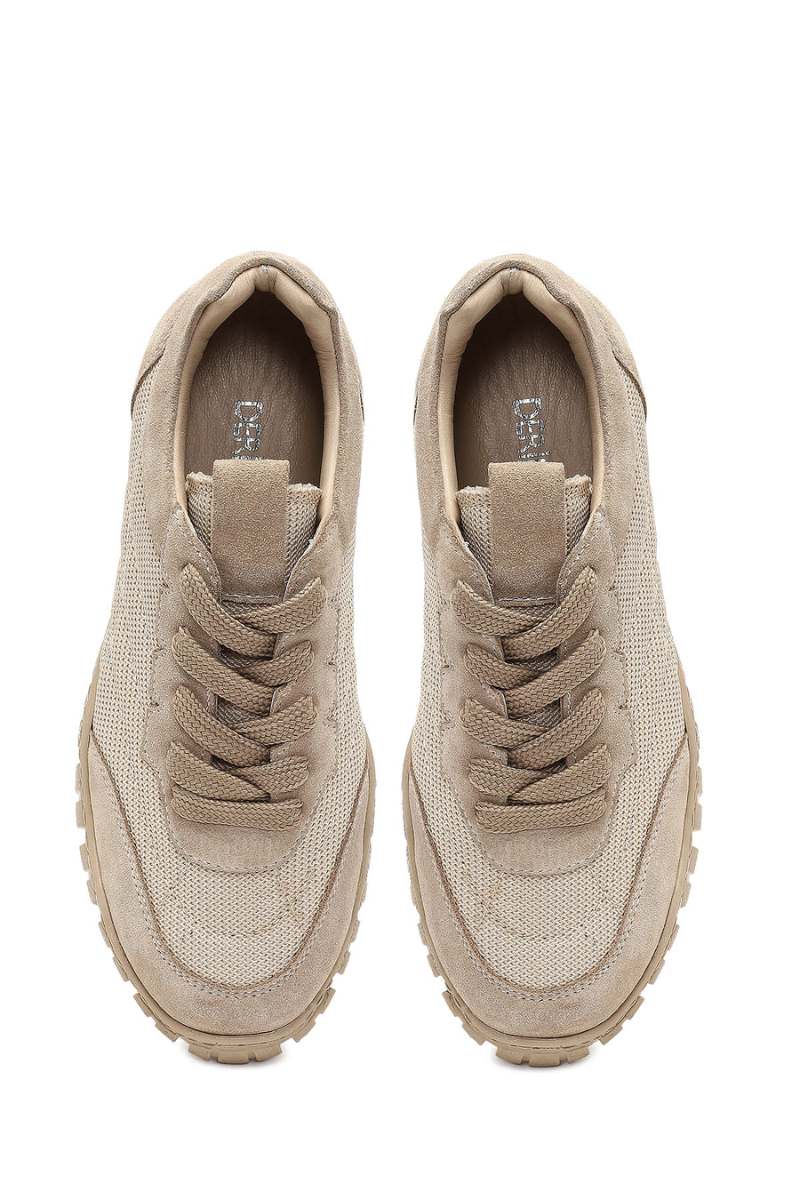 Kadın Bej Bağcıklı Deri Sneaker