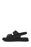 Women's Black Thick Soled Leather Comfort Sandals | Derimod