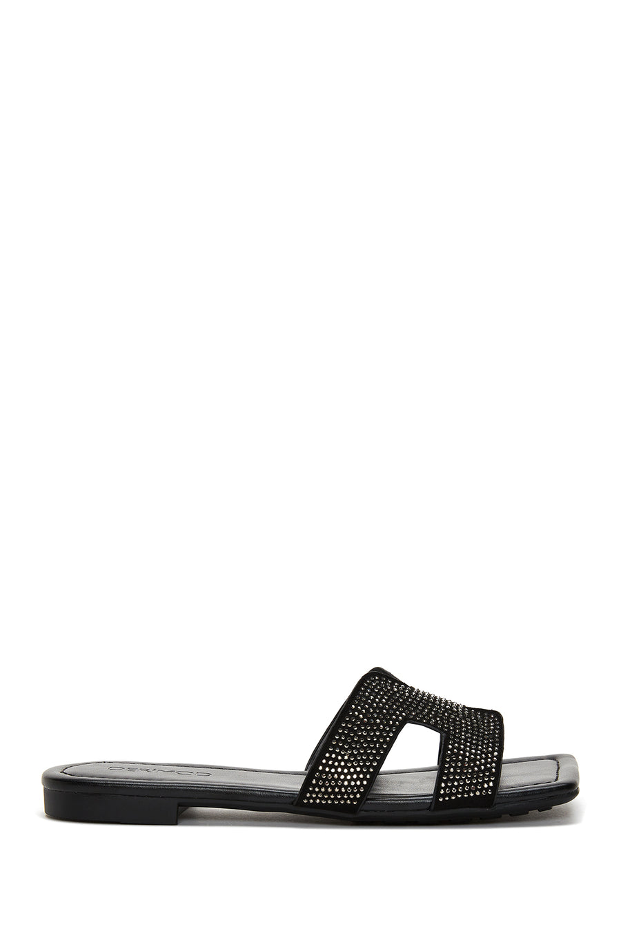 Women's Black Stone Flat Slippers 22SFE465514 | Derimod