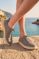 Derimoz Zero Erkek Gri Bağcıklı Kumaş Sneaker | Derimod
