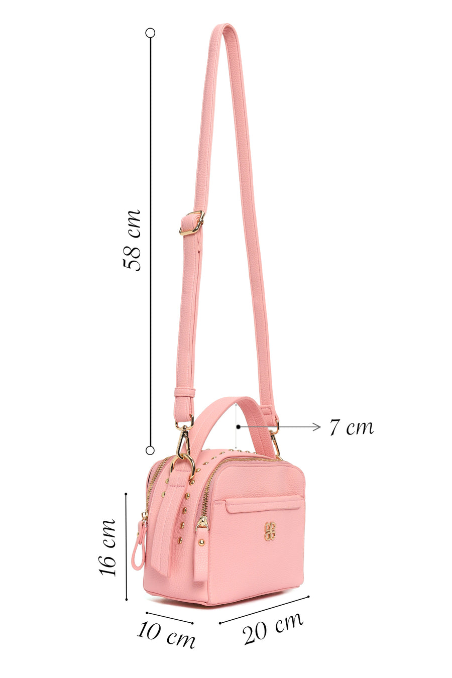 Women's Powder Pink Studded Crossbody Bag