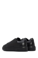 Men's Black Lace-Up Thick Sole Leather Sneakers | Derimod