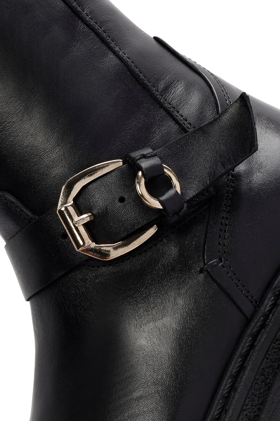 Women's Black Buckle Detailed Zippered Leather Boots