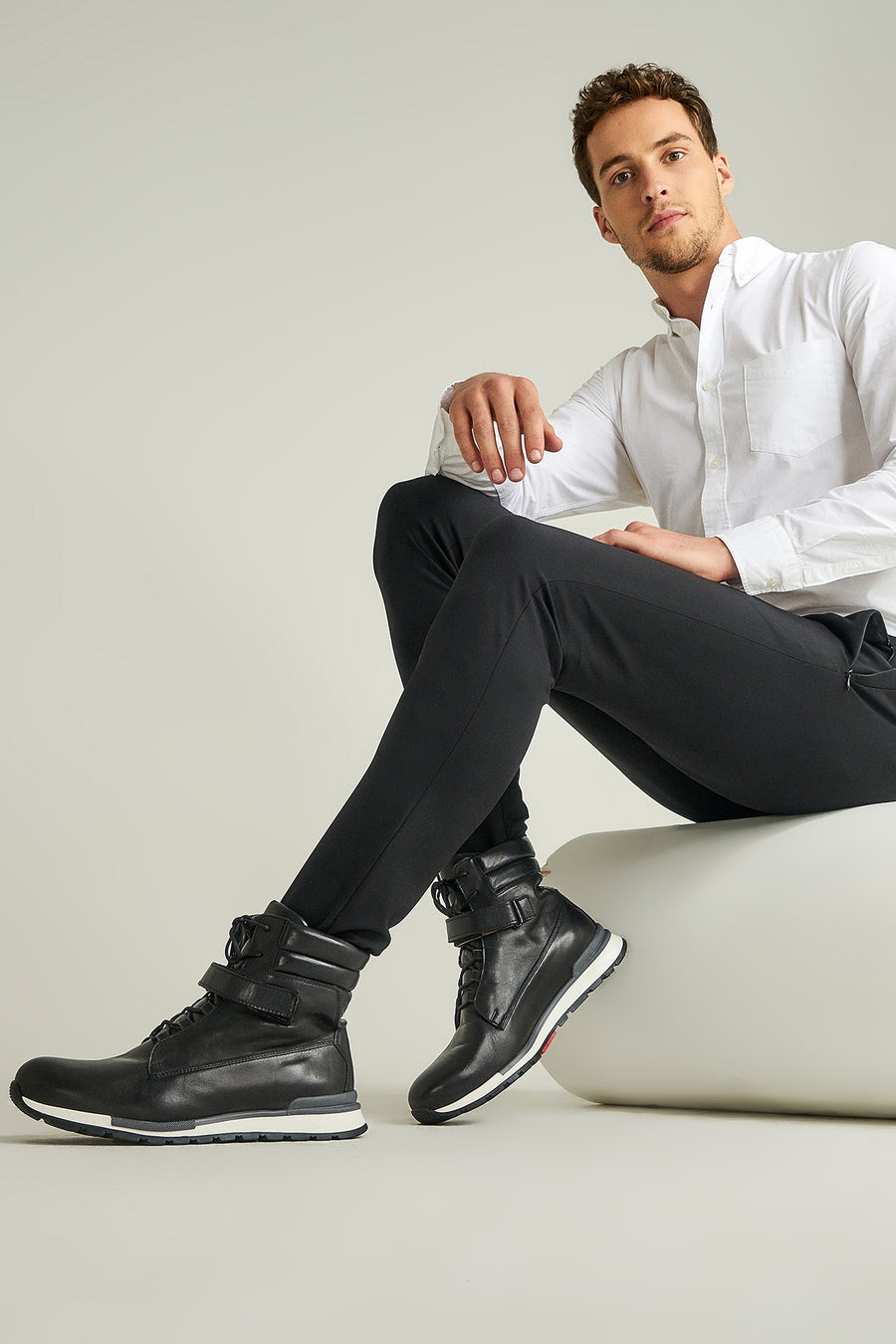 Rubber Sole Men's Leather Boots