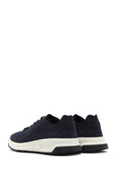 Men's Navy Blue Lace-Up Nubuck Leather Sneaker | Derimod