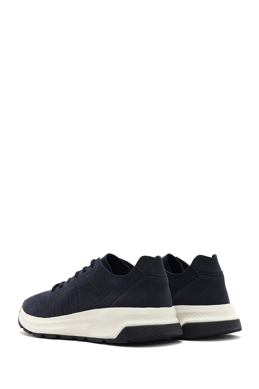 Men's Navy Blue Lace-Up Nubuck Leather Sneaker