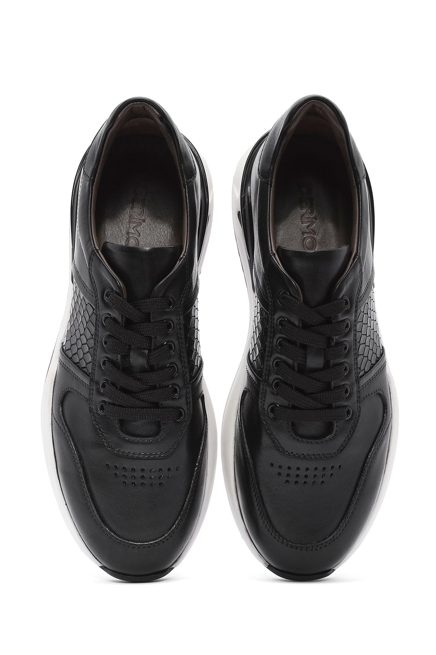 Men's Black Lace-Up Leather Casual Sneaker