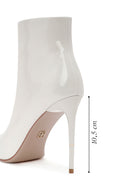 Women's White Zippered Thin Heel Patent Leather Boots | Derimod