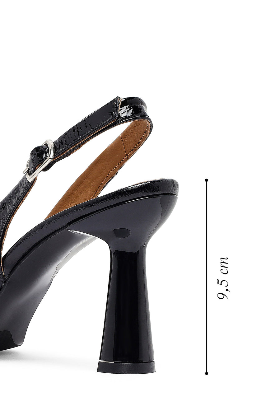 Woman Black Backless Chunky-Heeled Leather Shoes