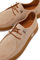 Women's Beige Lace-up Suede Leather Comfort Shoes | Derimod