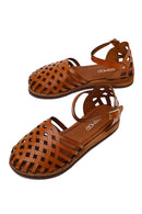 Woman Tan Ankle-Buckle Leather Bodrum Sandal | Derimod