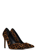 Kadın Leopar Yüksek İnce Topuklu Deri Stiletto | Derimod