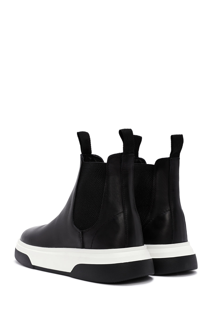 Men's Black Thick Sole Leather Casual Chelsea Boots