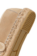 Women's Beige Strap Suede Leather Espadrilles | Derimod
