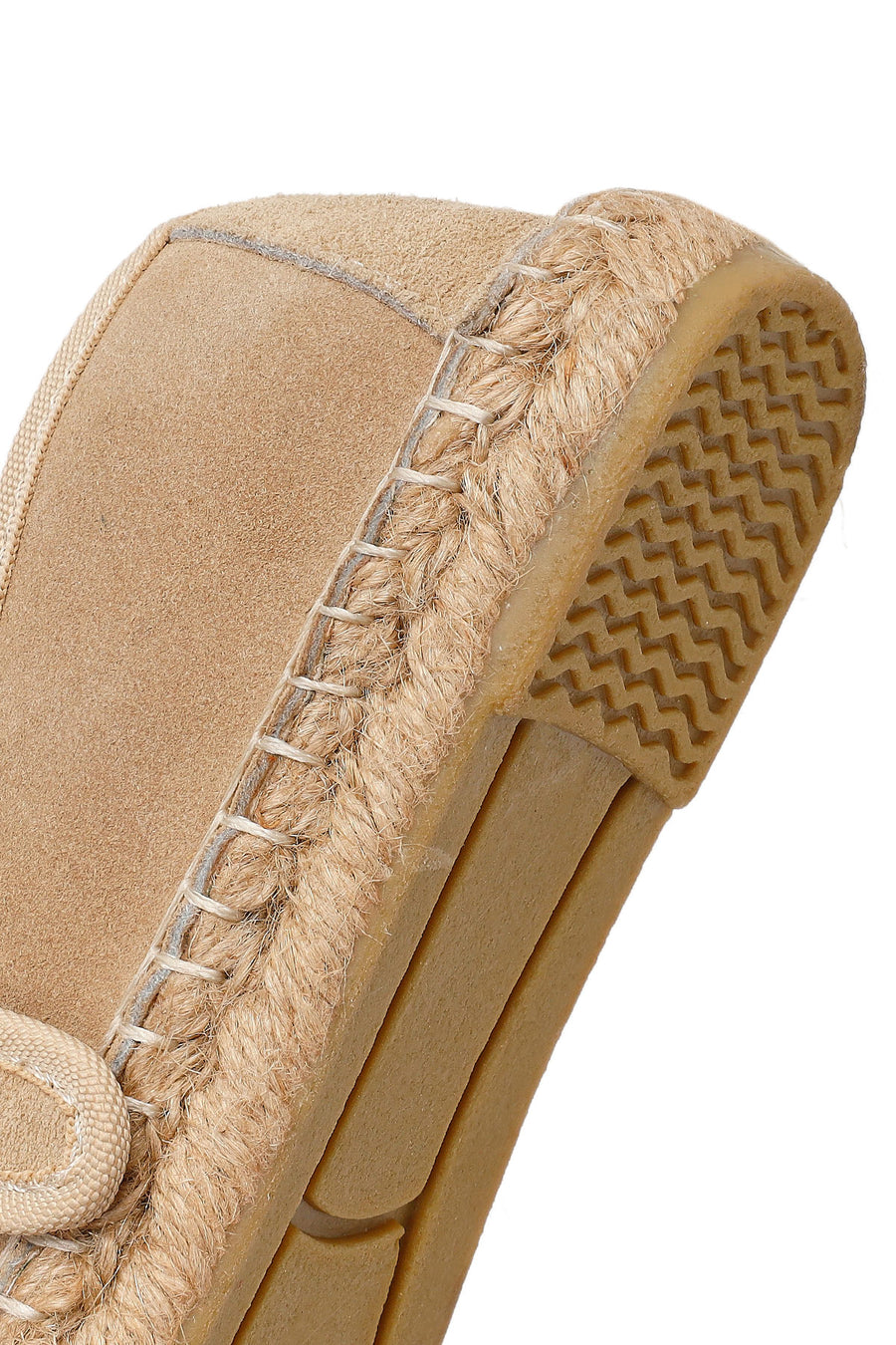 Women's Beige Strap Suede Leather Espadrilles