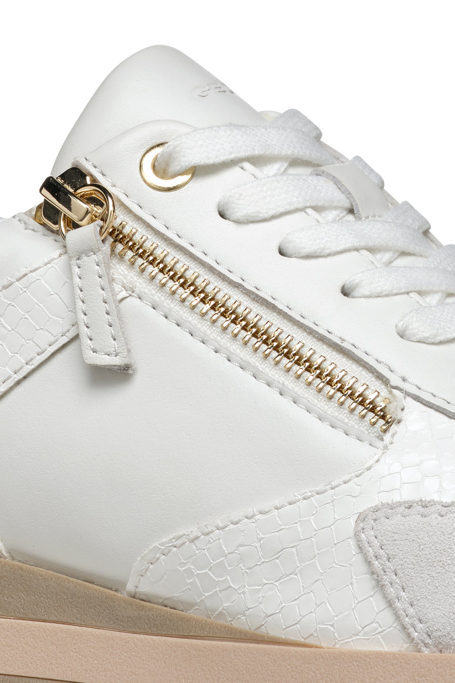 Geox Women's White New Kency Lace-Up Chunky Sole Sneaker
