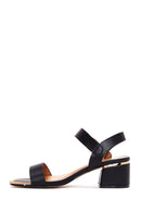 Women's Black Ankle Strap Low Heeled Sandals | Derimod