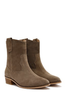 Woman Mink Suede Leather Cowboy Boots | Derimod