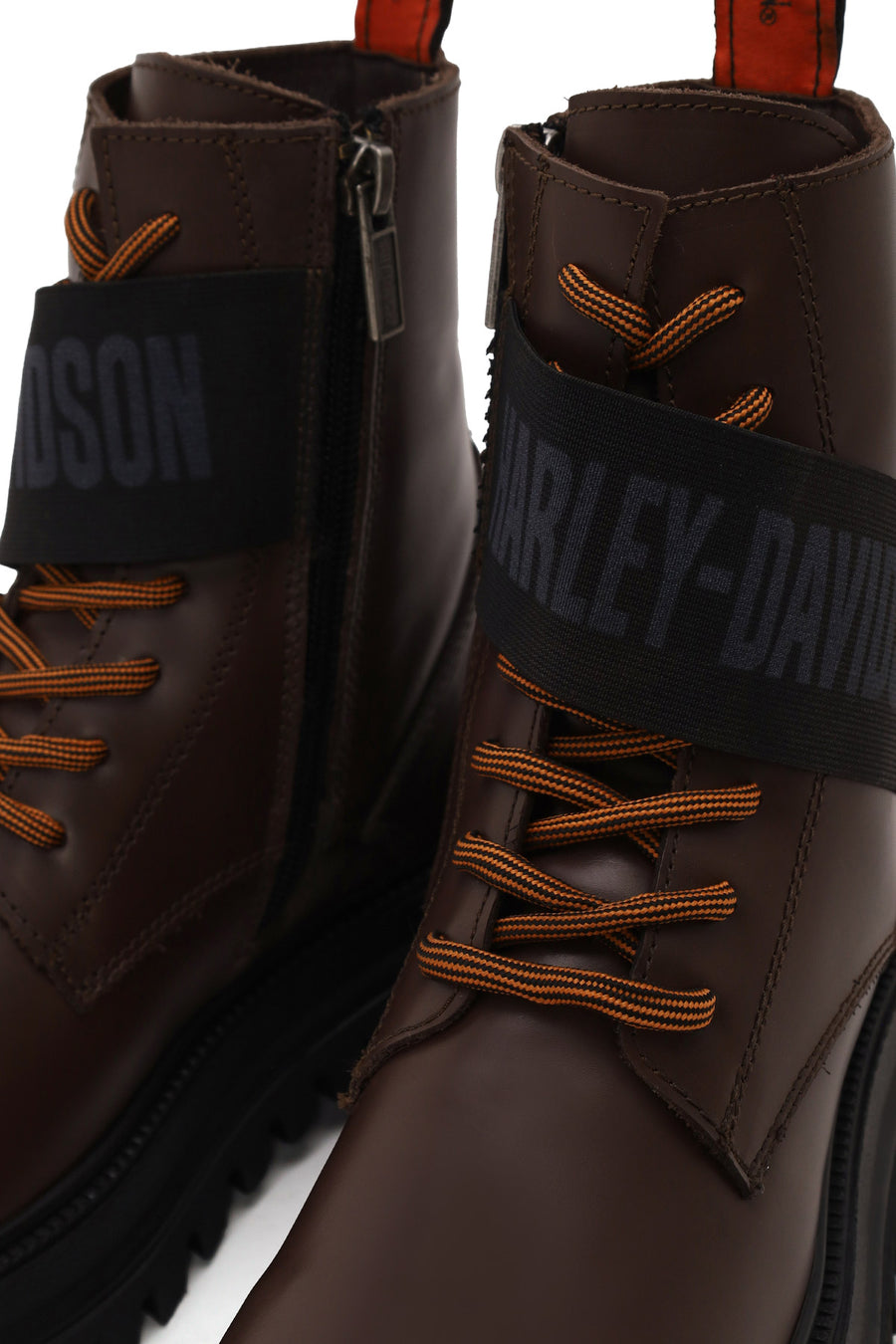 Harley Davidson Woman Brown Becky Zip Closure Thick-Soled Leather Combat Boots