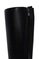 Woman Black Zippered Thick Sole Leather Boot | Derimod