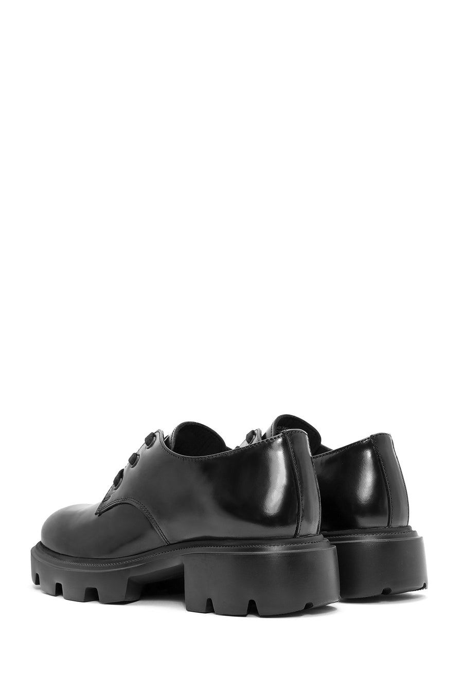 Women's Black Lace-Up Leather Oxford Shoes